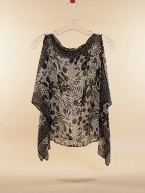 Max Studio Elegant Black & White Flowy Blouse - Large